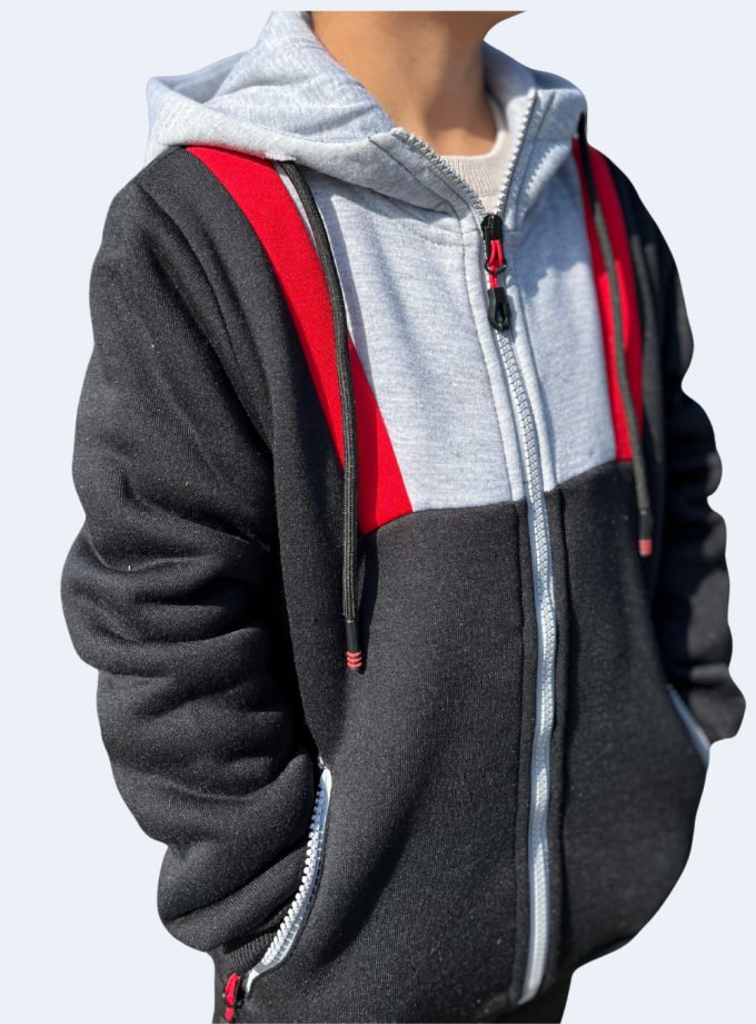 Campera deportiva de niño pecho combinado