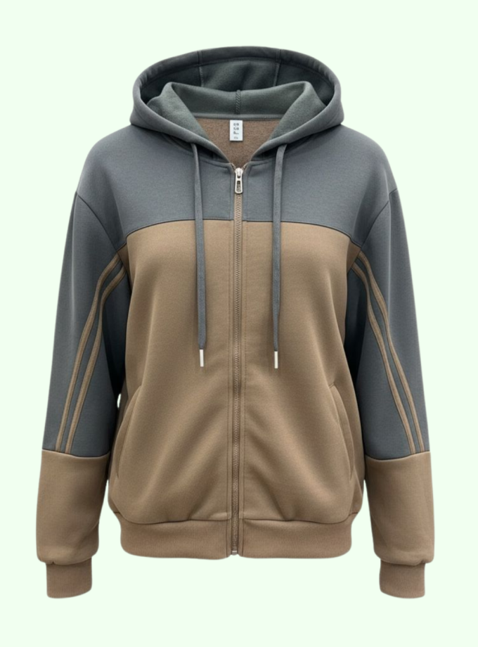 Campera combinada con rayas en el brazo