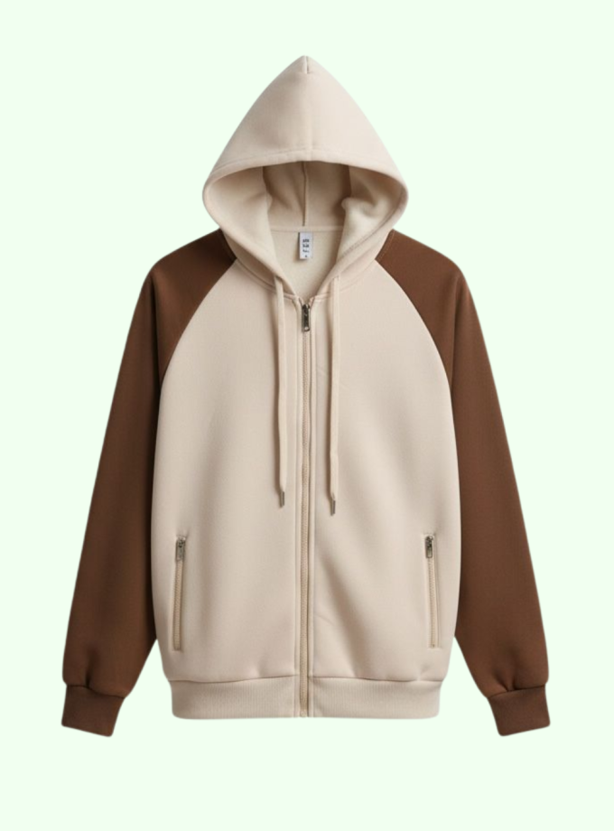 Campera deportiva con brazos combinados