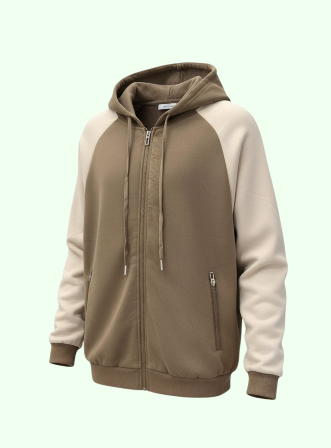 Campera deportiva con brazos combinados