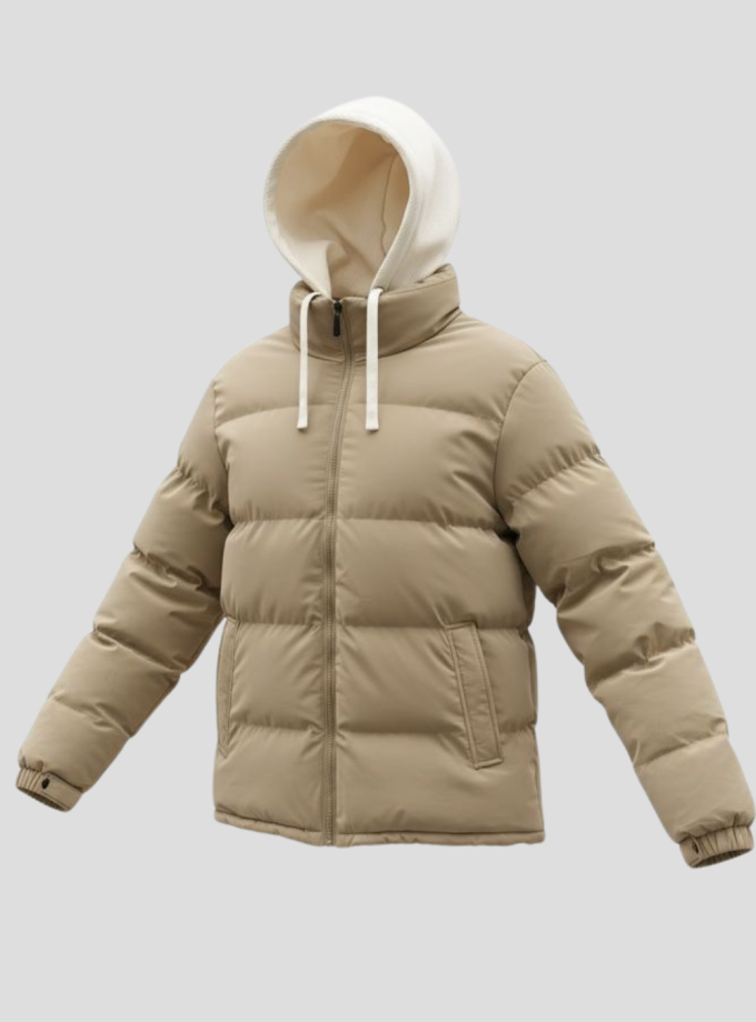 Campera Puffer con capucha combinada