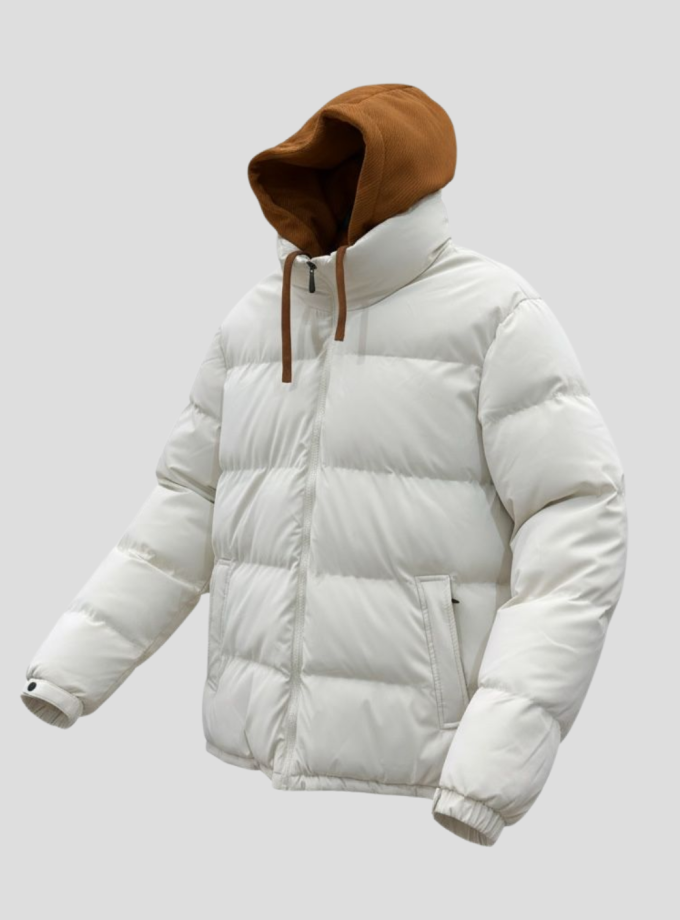 Campera Puffer con capucha combinada