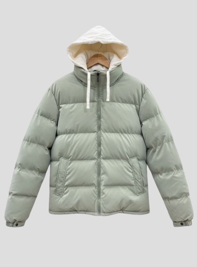 Campera Puffer con capucha combinada