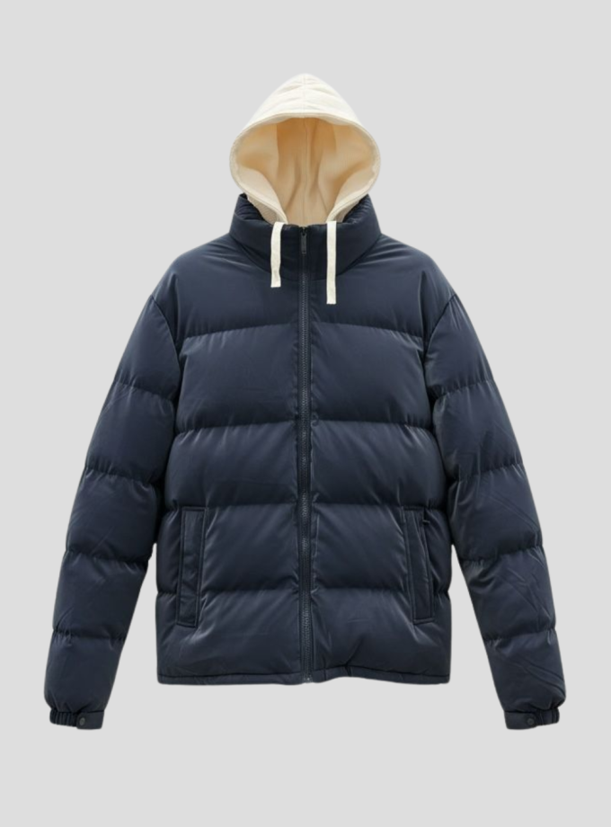 Campera Puffer con capucha combinada
