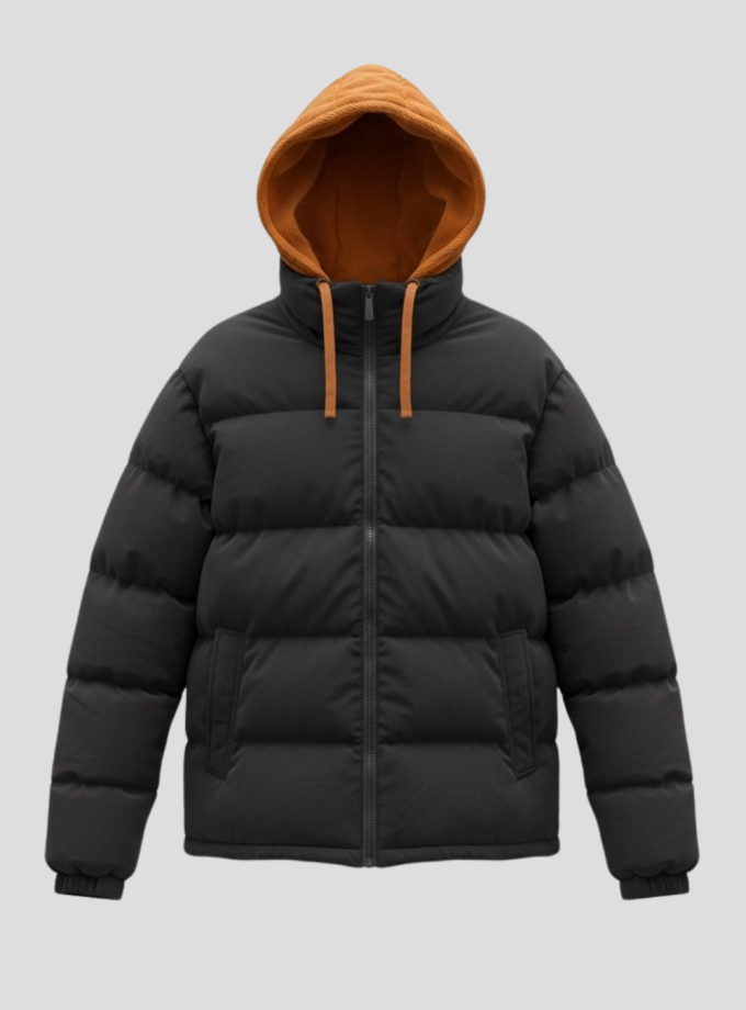 Campera Puffer con capucha combinada