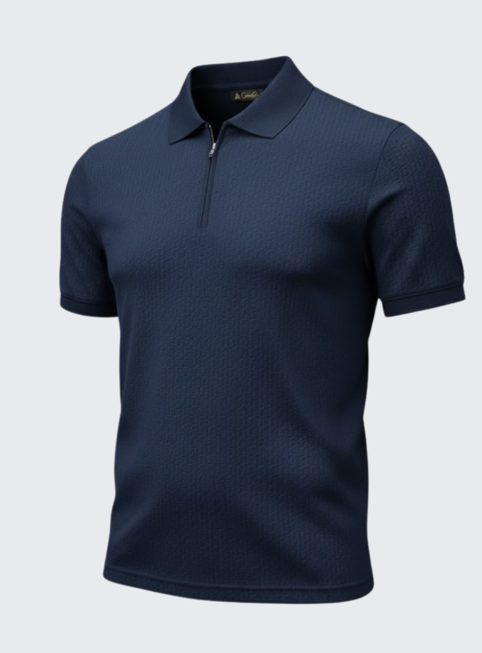 Remera tejida premium medio cierre