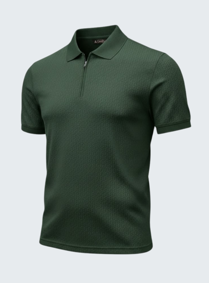 Remera tejida premium medio cierre