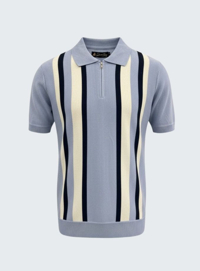 Remera polo tejida medio cierre