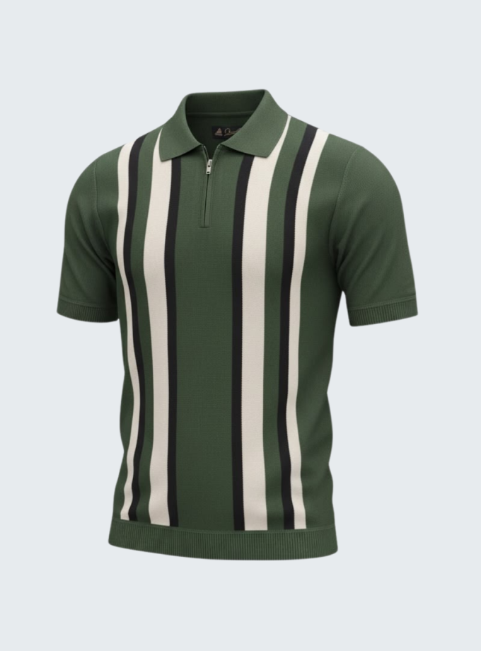 Remera polo tejida medio cierre