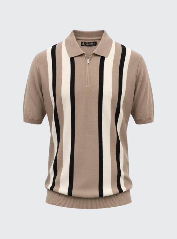 Remera polo tejida medio cierre