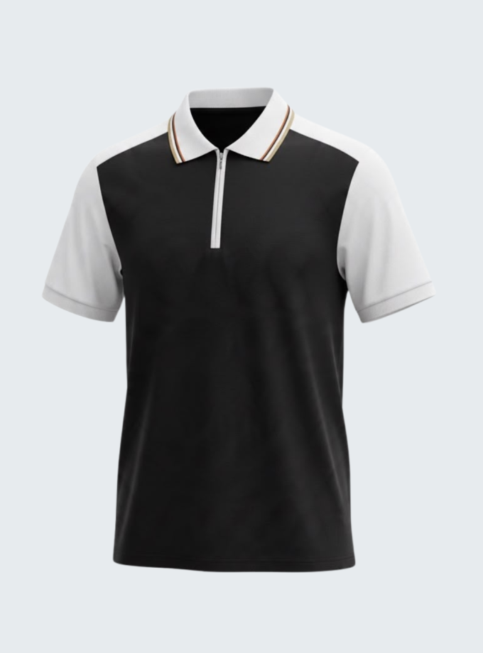 Remera polo medio cierre combinada